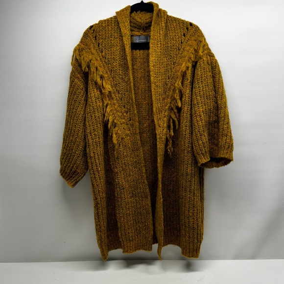 By Anthropologie Steve boho knit mustard yellow open...